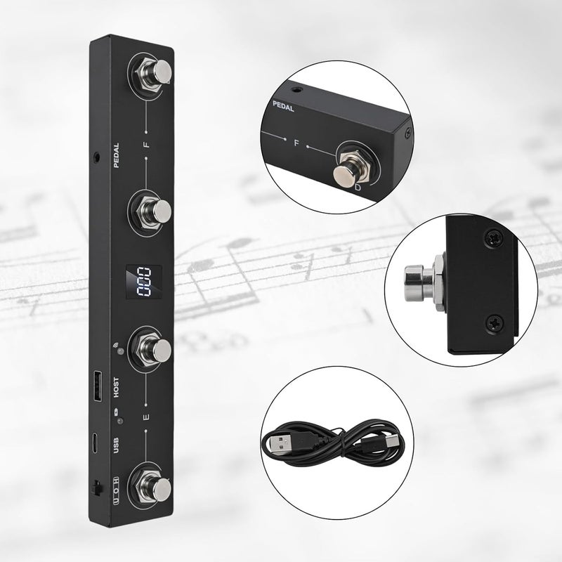 Cloudpower لوحة تحكم دواسة MIDI لجهاز MVAVE Chocolate Plus القابلة لإعادة الشحن 4 أزرار USB للموسيقيين لتطبيق CubeSuite لجهاز التحكم في MIDI دواسة معدنية (أسود) - Image 5